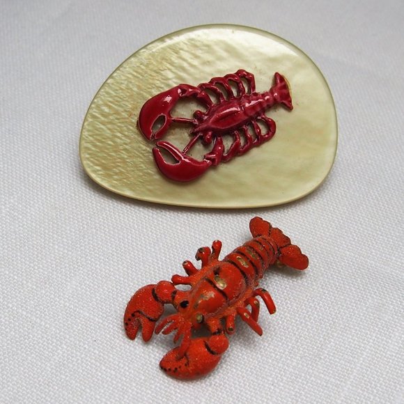 Vintage Jewelry - Two Charming Vintage Lobster Pin/Brooches
